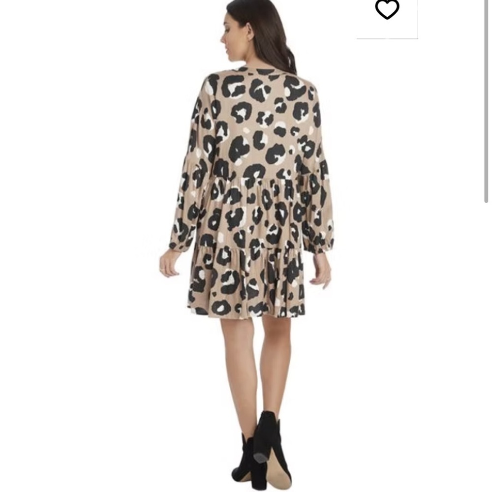 Mudpie Maybell Animal Print Babydoll Flounce Mini Dress - Size Large - Picture 2 of 10